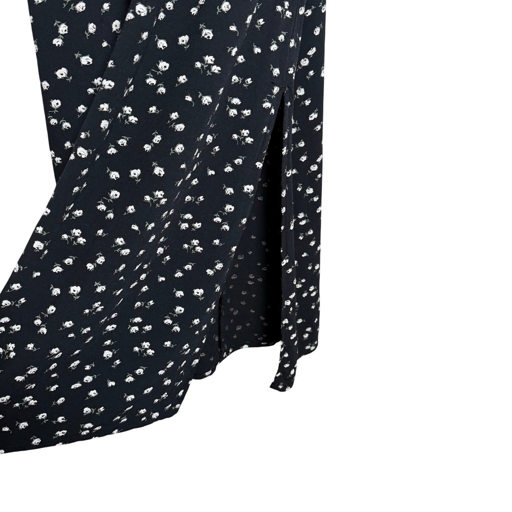 Hollister Black Ditsy Floral Midi Slip Dress Womens Small Tie Front Boho Chic - Picture 6 of 12